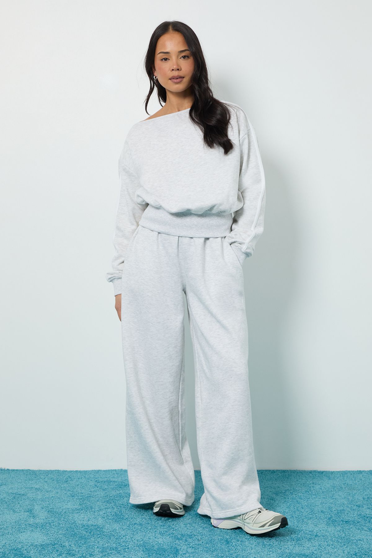 Side Stripe Off Shoulder Straight Leg Tracksuit - Image 3