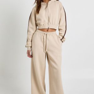 Side Stripe Zip Through Bomber Straight Leg Tracksuit