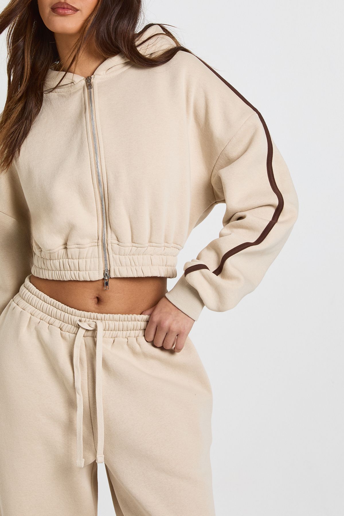Side Stripe Zip Through Bomber Straight Leg Tracksuit - Image 4