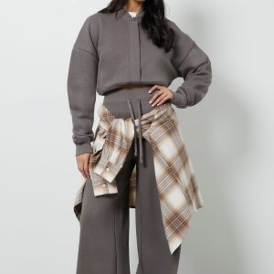 Bomber Sweatshirt Deep Hem Jogger Tracksuit