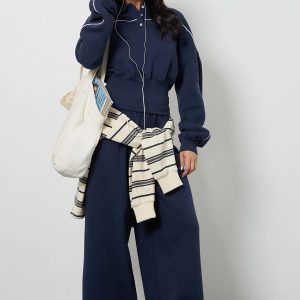 Deep Hem Collar Detail Straight Leg Tracksuit