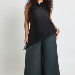 Plus Lace Cowl Asymmetric Top