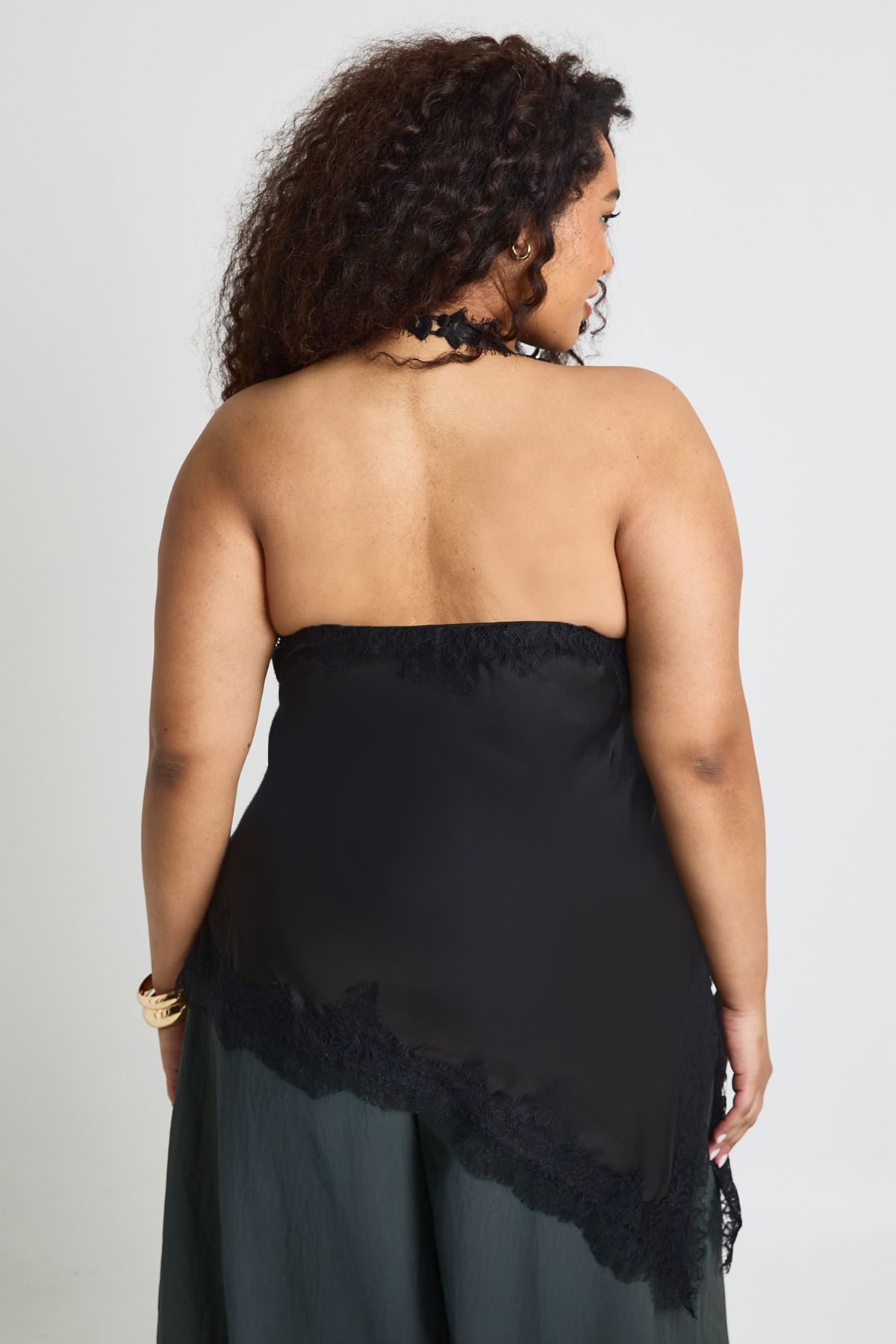 Plus Lace Cowl Asymmetric Top - Image 2