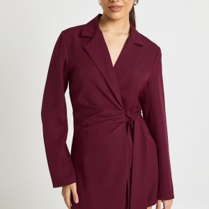 Wrap Drape Front Tailored Blazer Dress