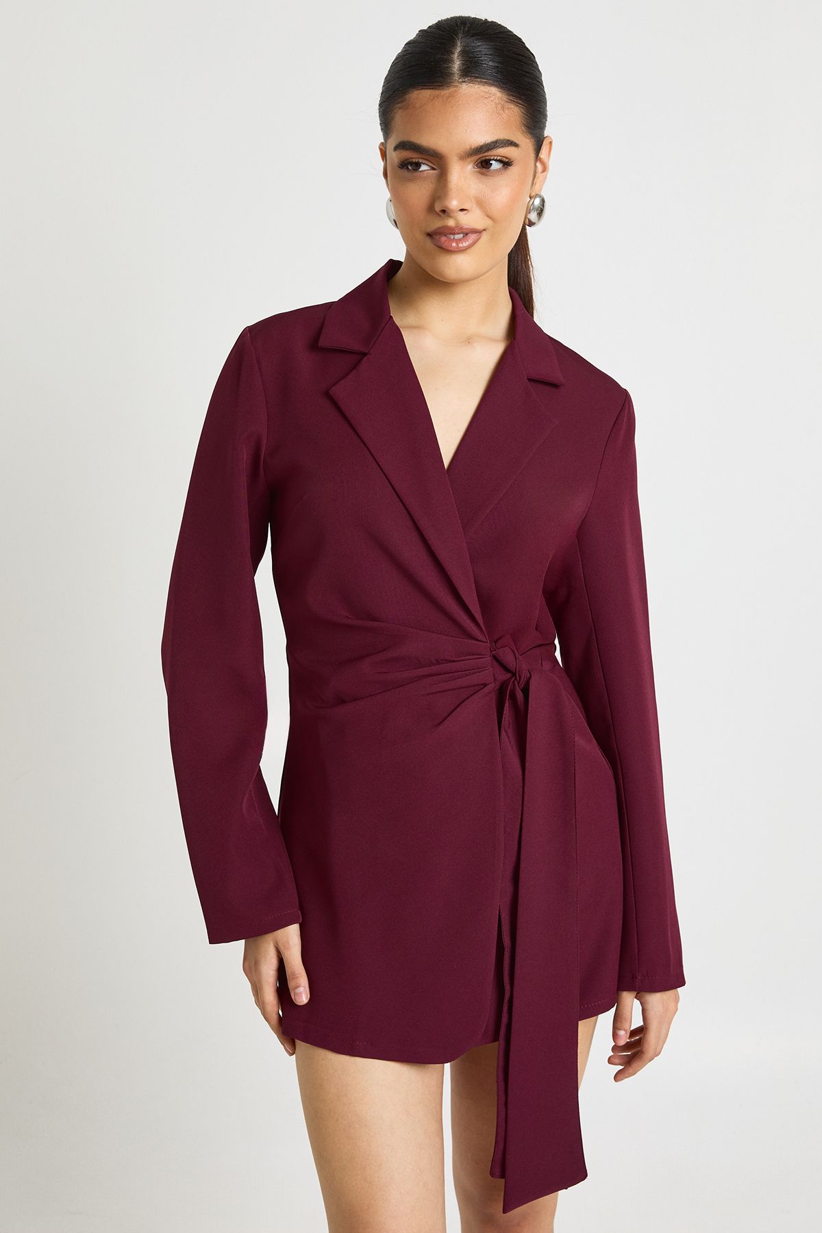 Wrap Drape Front Tailored Blazer Dress