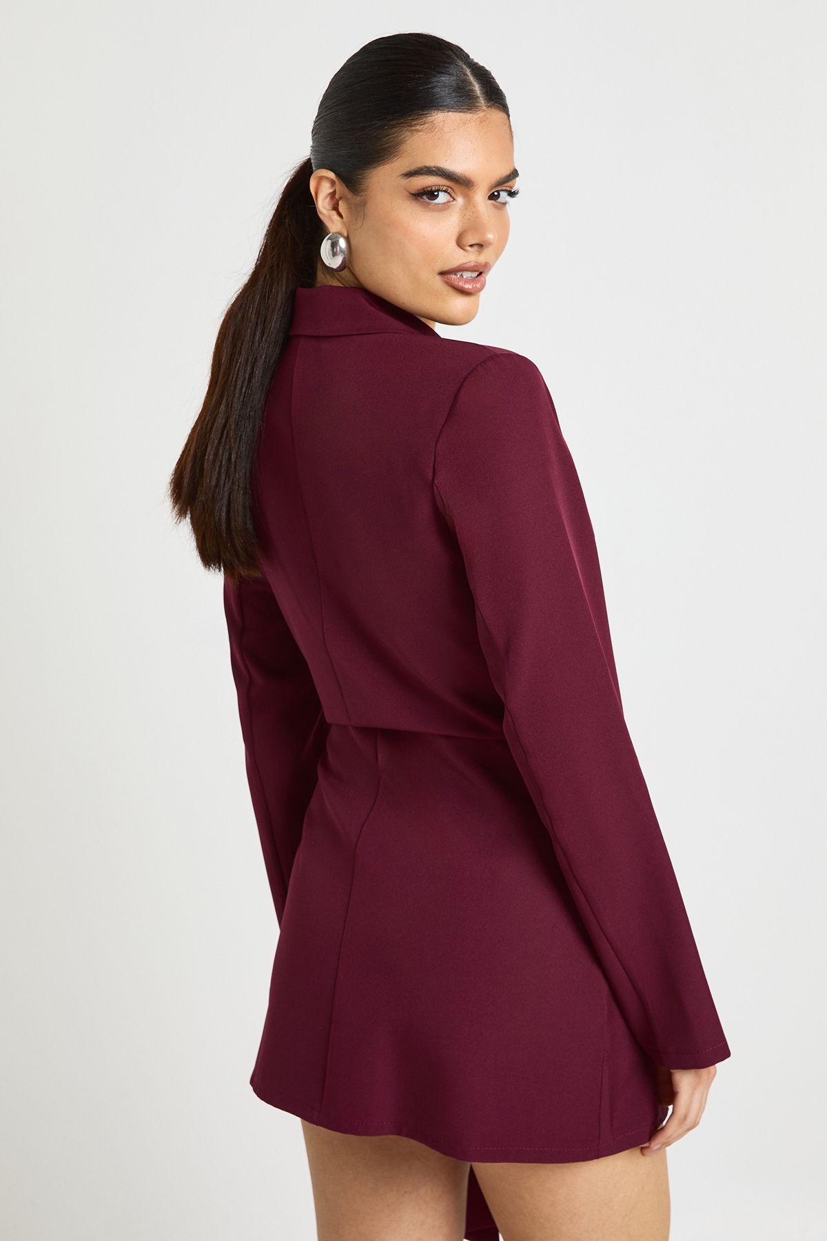Wrap Drape Front Tailored Blazer Dress - Image 2