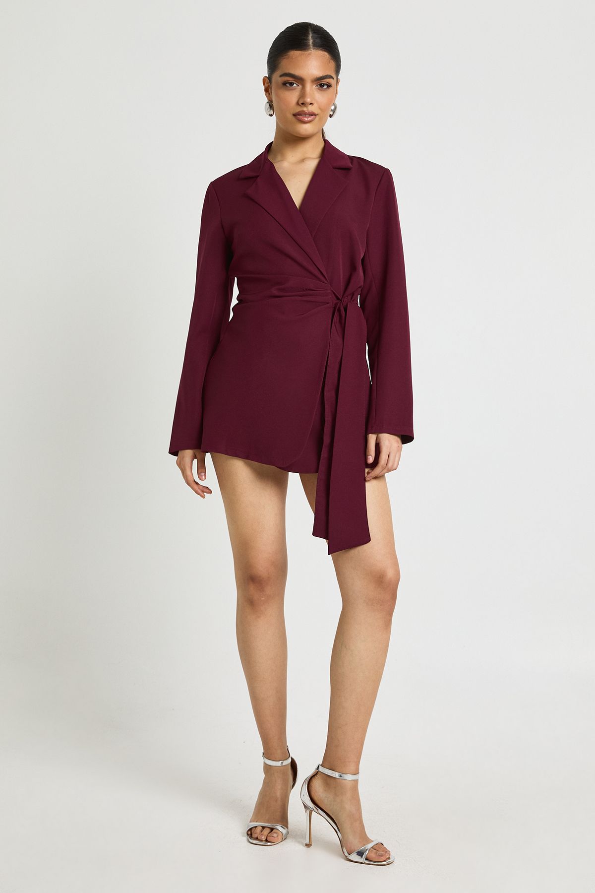 Wrap Drape Front Tailored Blazer Dress - Image 3