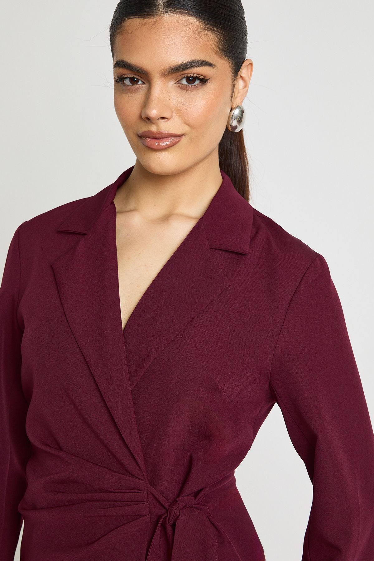 Wrap Drape Front Tailored Blazer Dress - Image 4