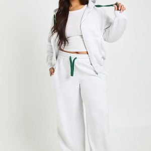 Plus Contrast Drawcord Wide Leg Jogger