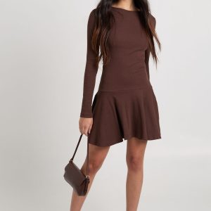 Rib Dropped Hem Skater Dress