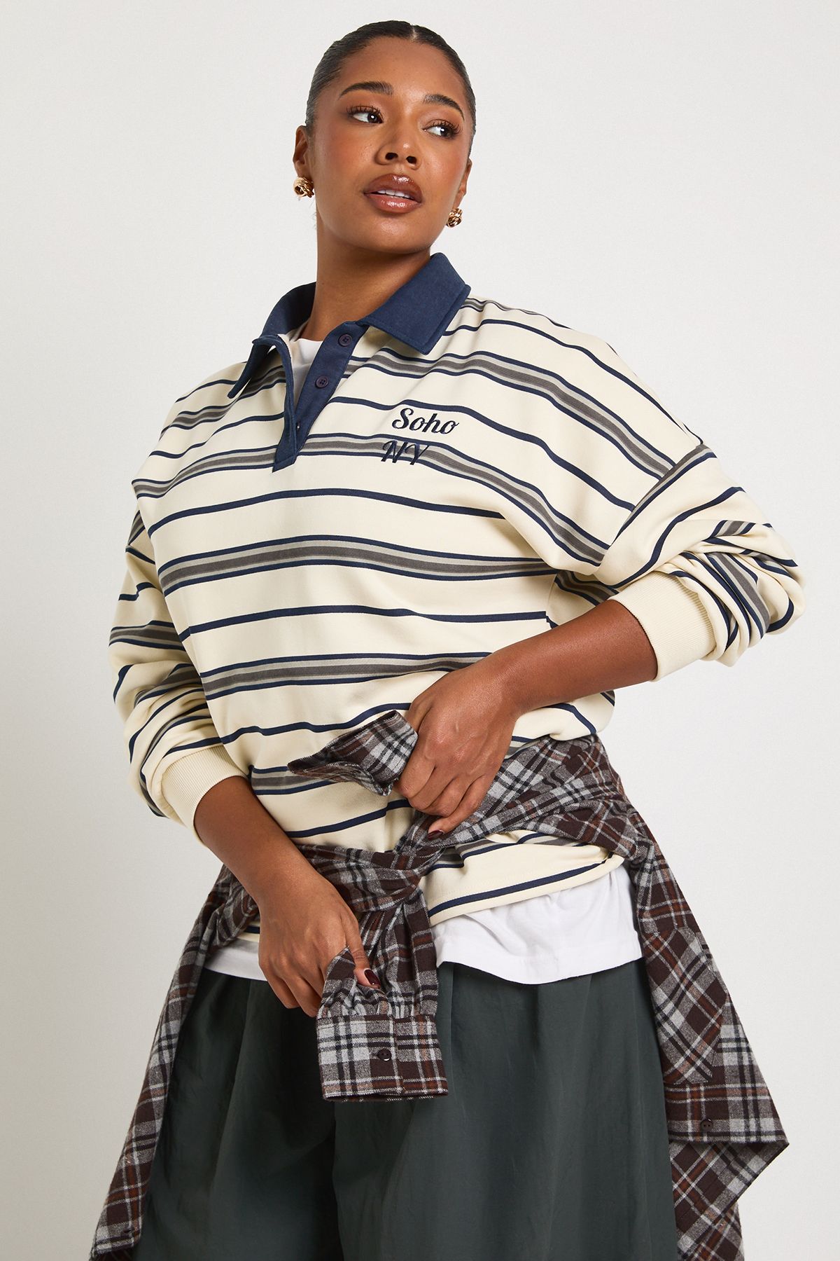 Plus Soho NY Stripe Rugby Sweatshirt