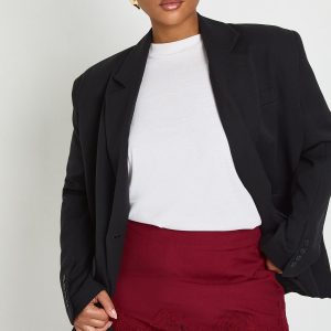 Plus Lace Trim Crepe Mini Skirt