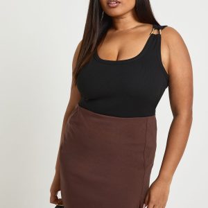 Plus Bengaline Split Aline Skirt