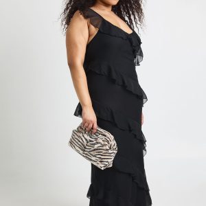 Plus Chiffon Ruffle Strappy Maxi Dress