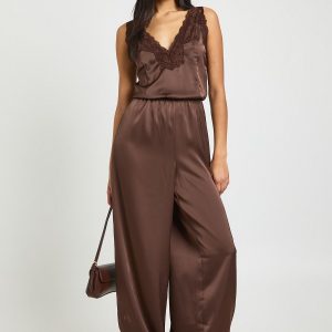 Satin Lace Trim Hareem Trouser Jumpsuit