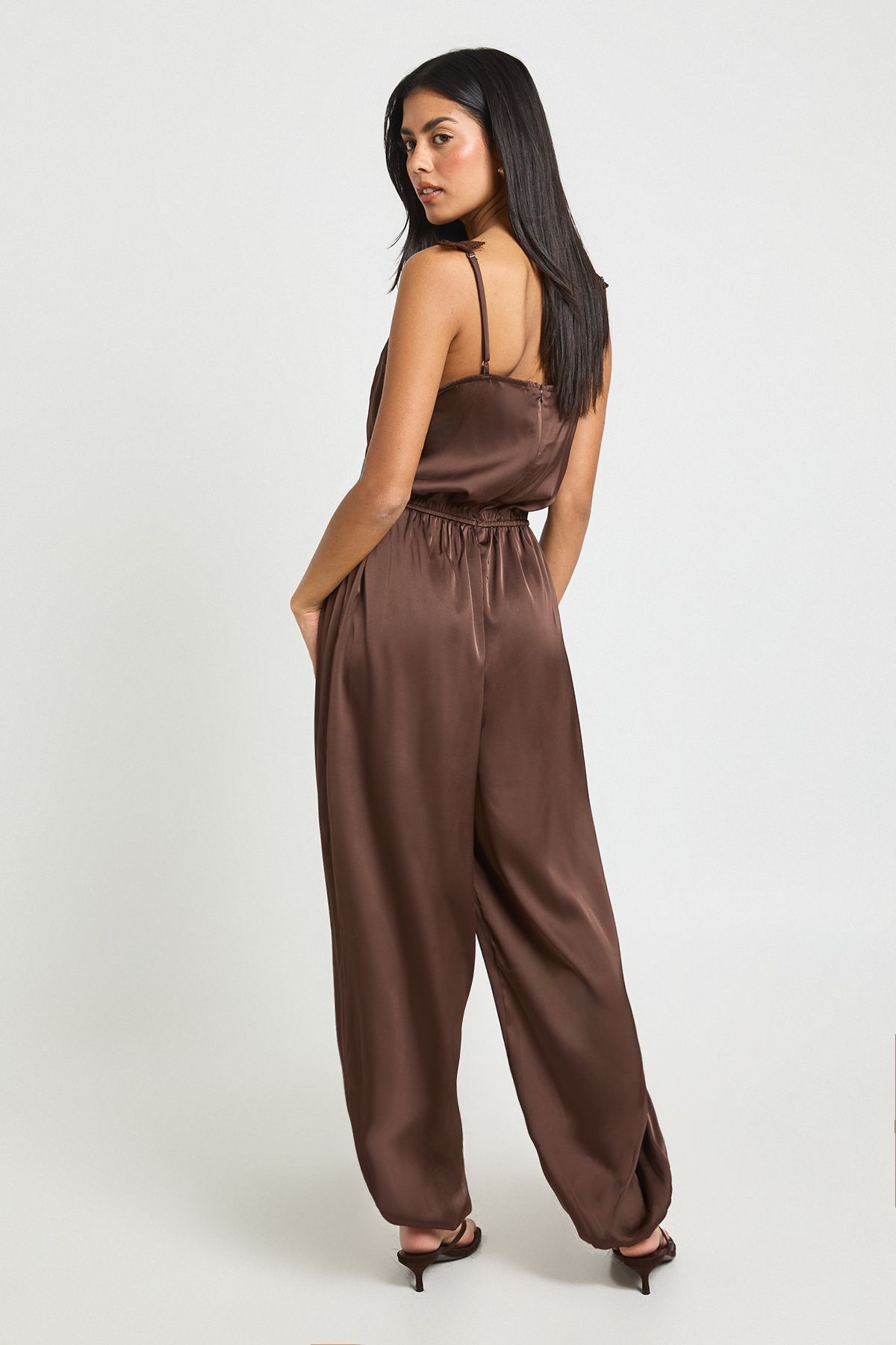 Satin Lace Trim Hareem Trouser Jumpsuit - Image 2