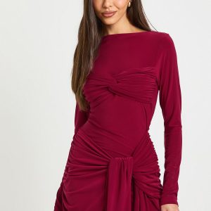 Ruched Twist Detail Mini Dress