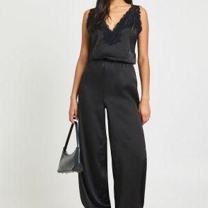 Satin Lace Trim Hareem Trouser Jumpsuit