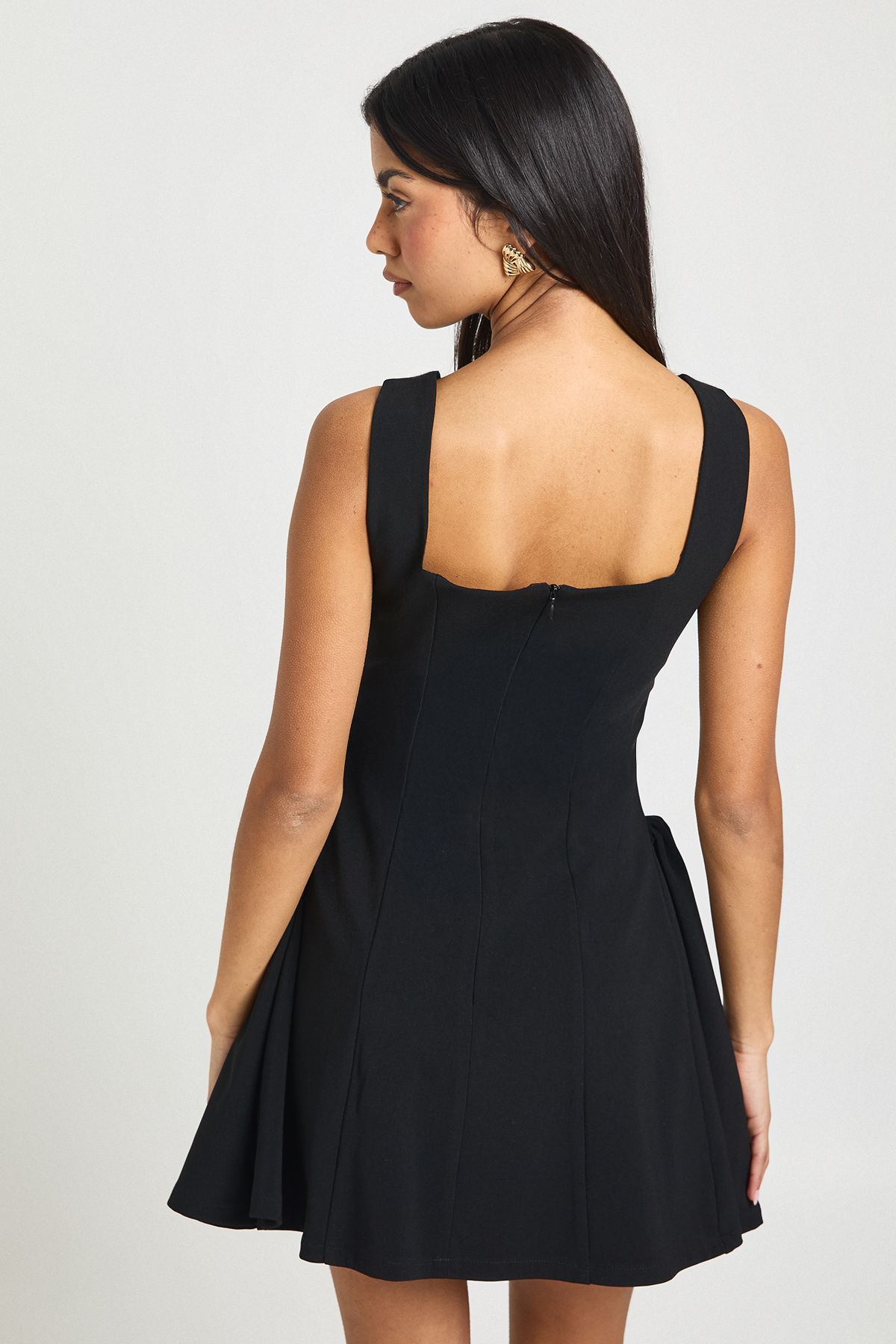 Square Neck Full Skirt Mini Dress - Image 2