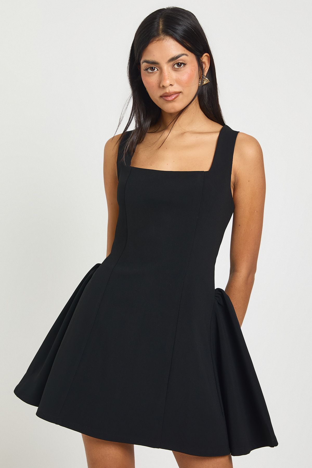 Square Neck Full Skirt Mini Dress - Image 3