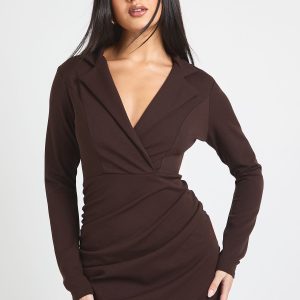 Wrap Long Sleeve Blazer Dress