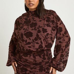 Plus  Devore Ruched Bodycon Dress