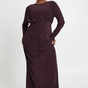 Plus Slinky Ruched Detail Maxi Dress