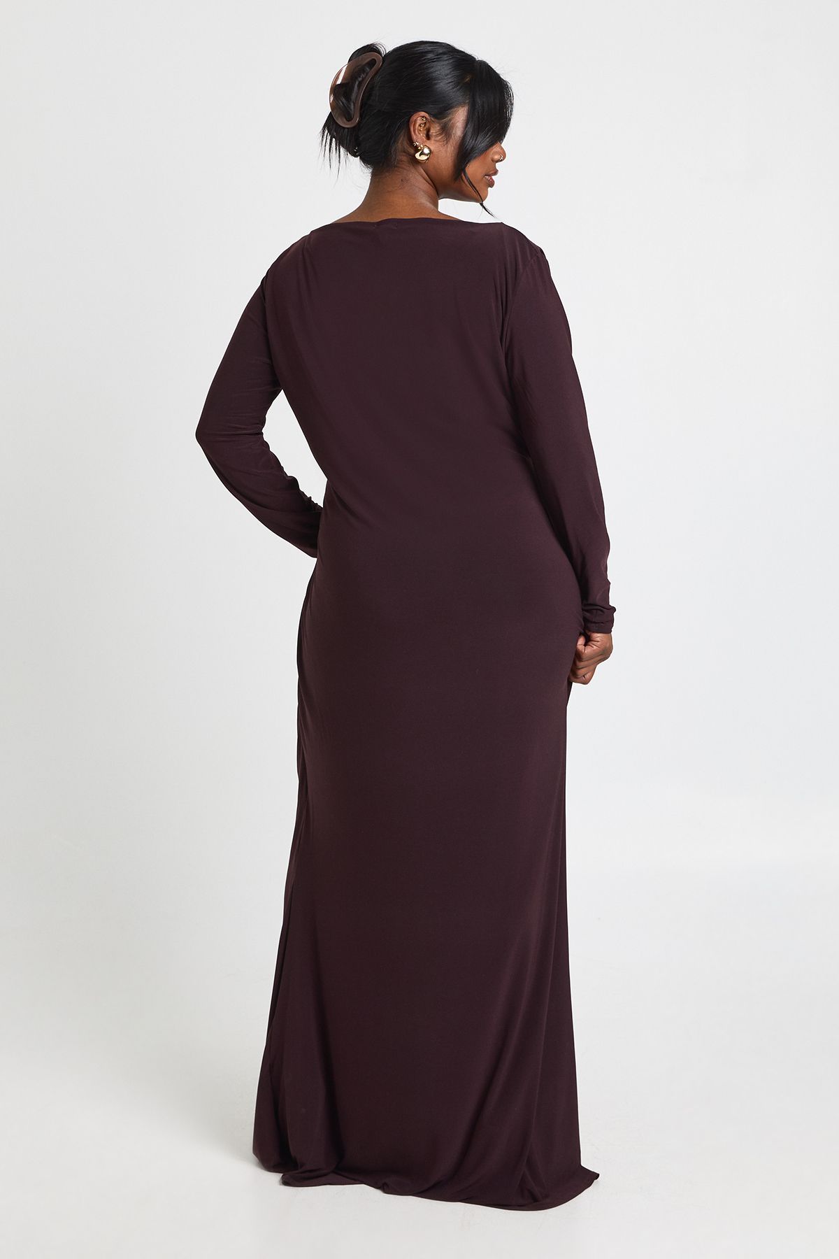 Plus Slinky Ruched Detail Maxi Dress - Image 2