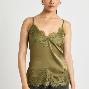 Lace Trim Satin Cami Top