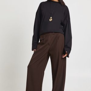 Woven Pocket Detail Wide Leg Trouser