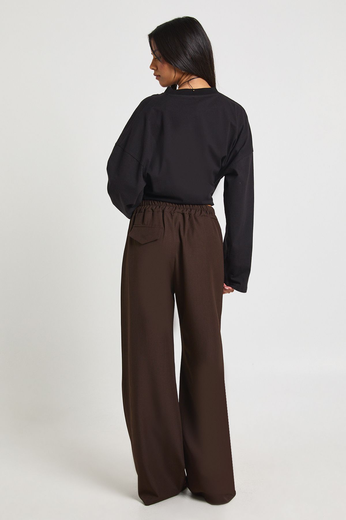 Woven Pocket Detail Wide Leg Trouser - Image 2