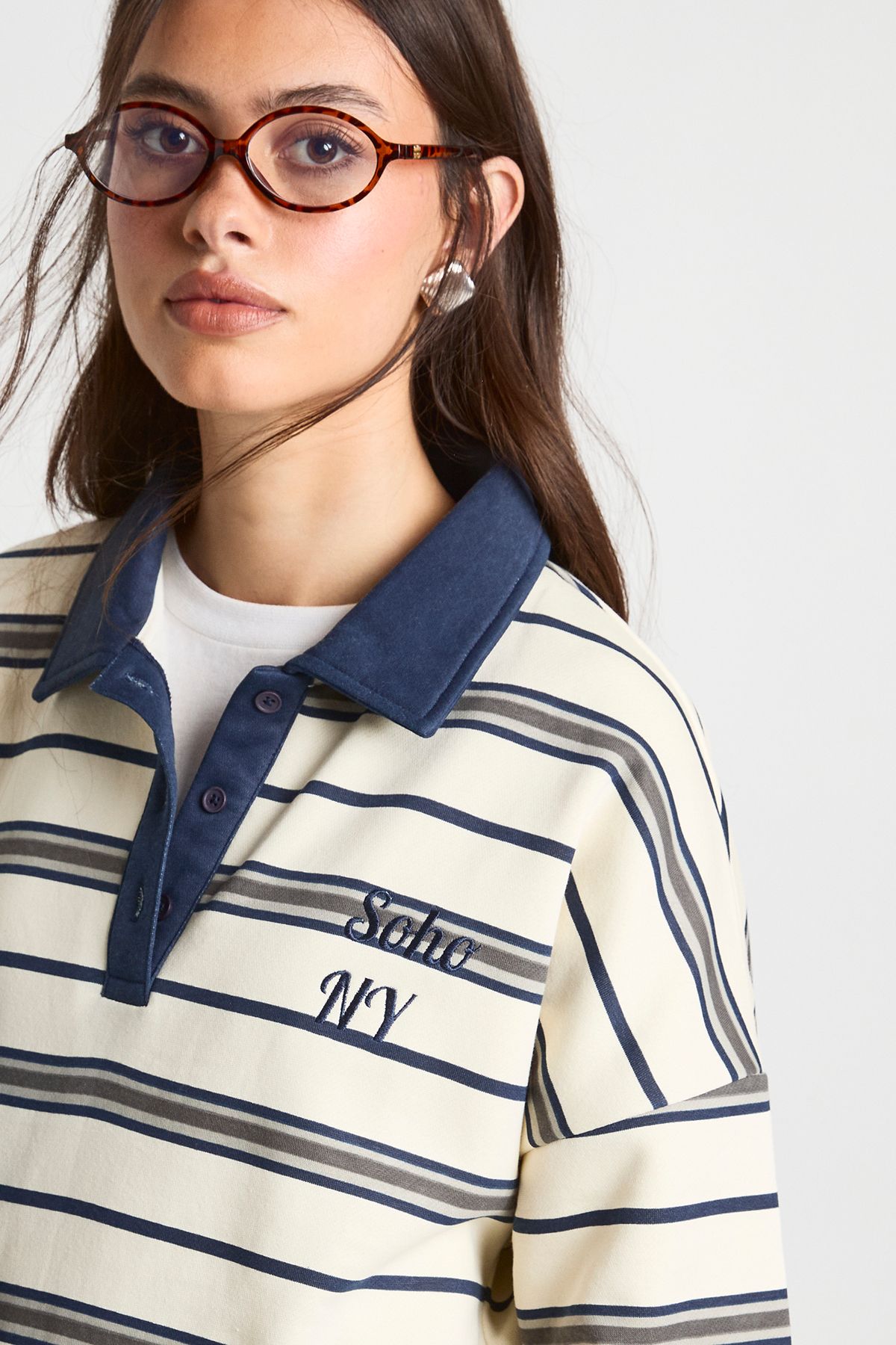 Striped Oversized Rugby Sweatshirt - Image 4