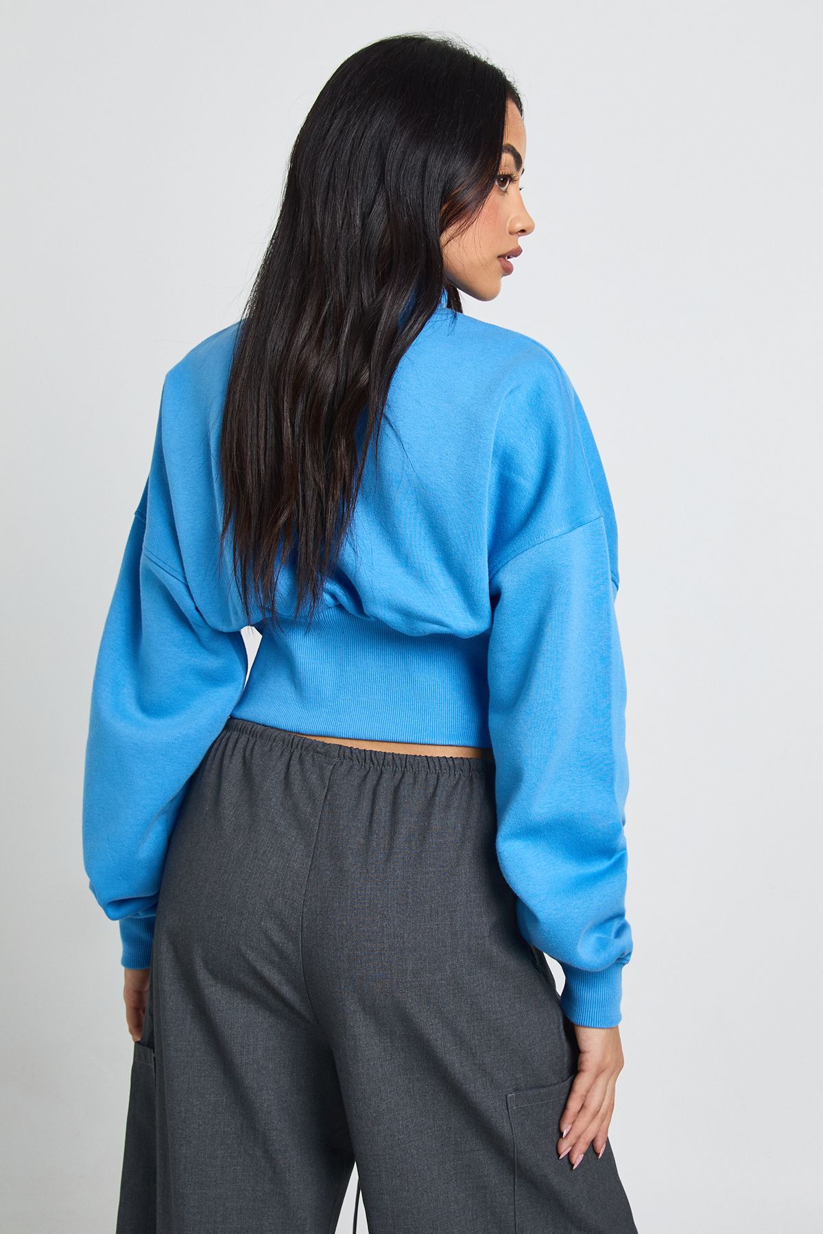 Funnel Neck Cinched Waist Zip Through - Image 2