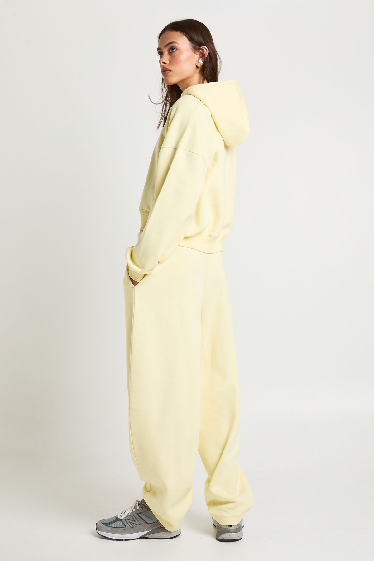 Boxy Zip Through Hoodie And Barrel Leg Jogger Tracksuit - Image 2