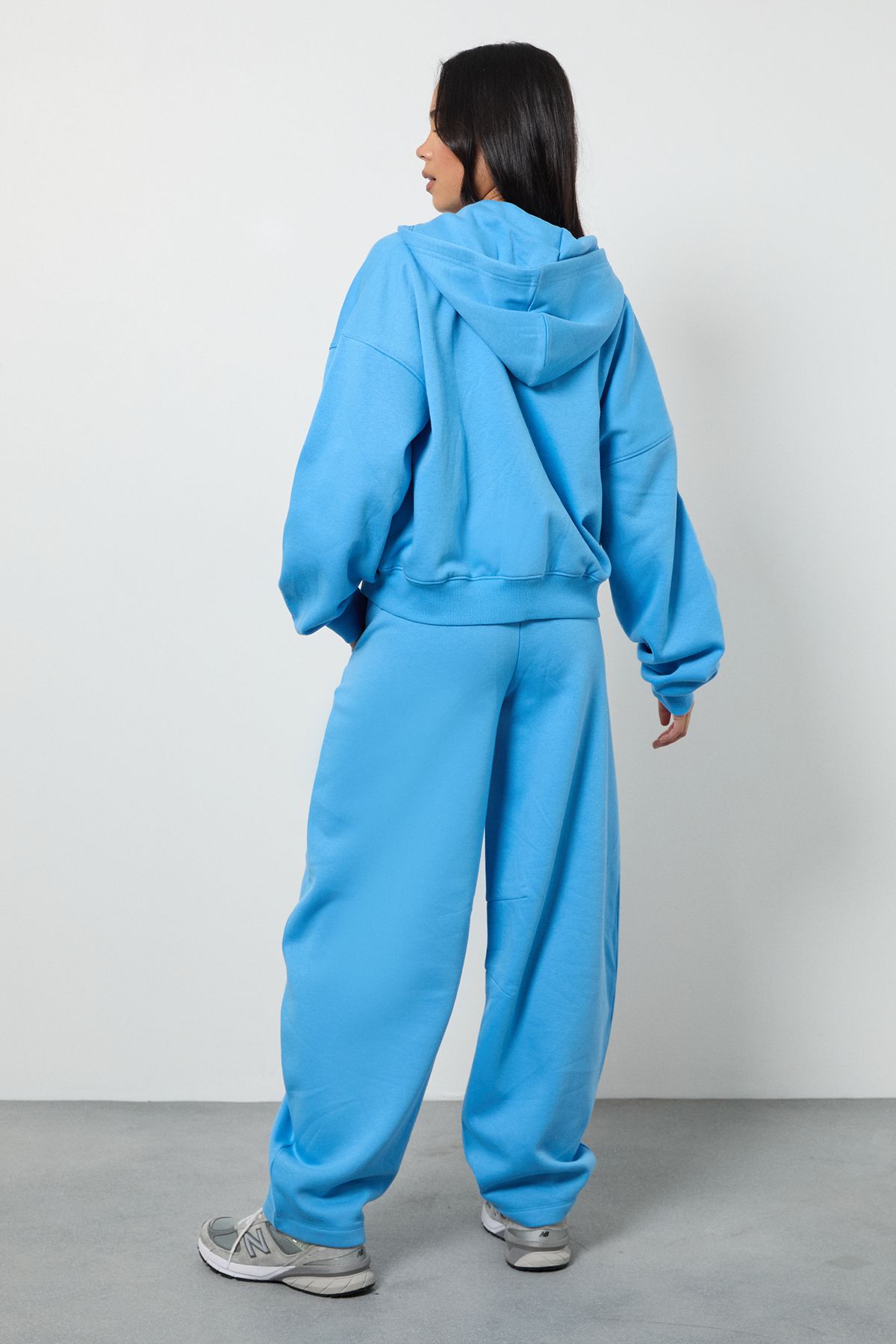 Boxy Zip Through Hoodie And Barrel Leg Jogger Tracksuit - Image 2