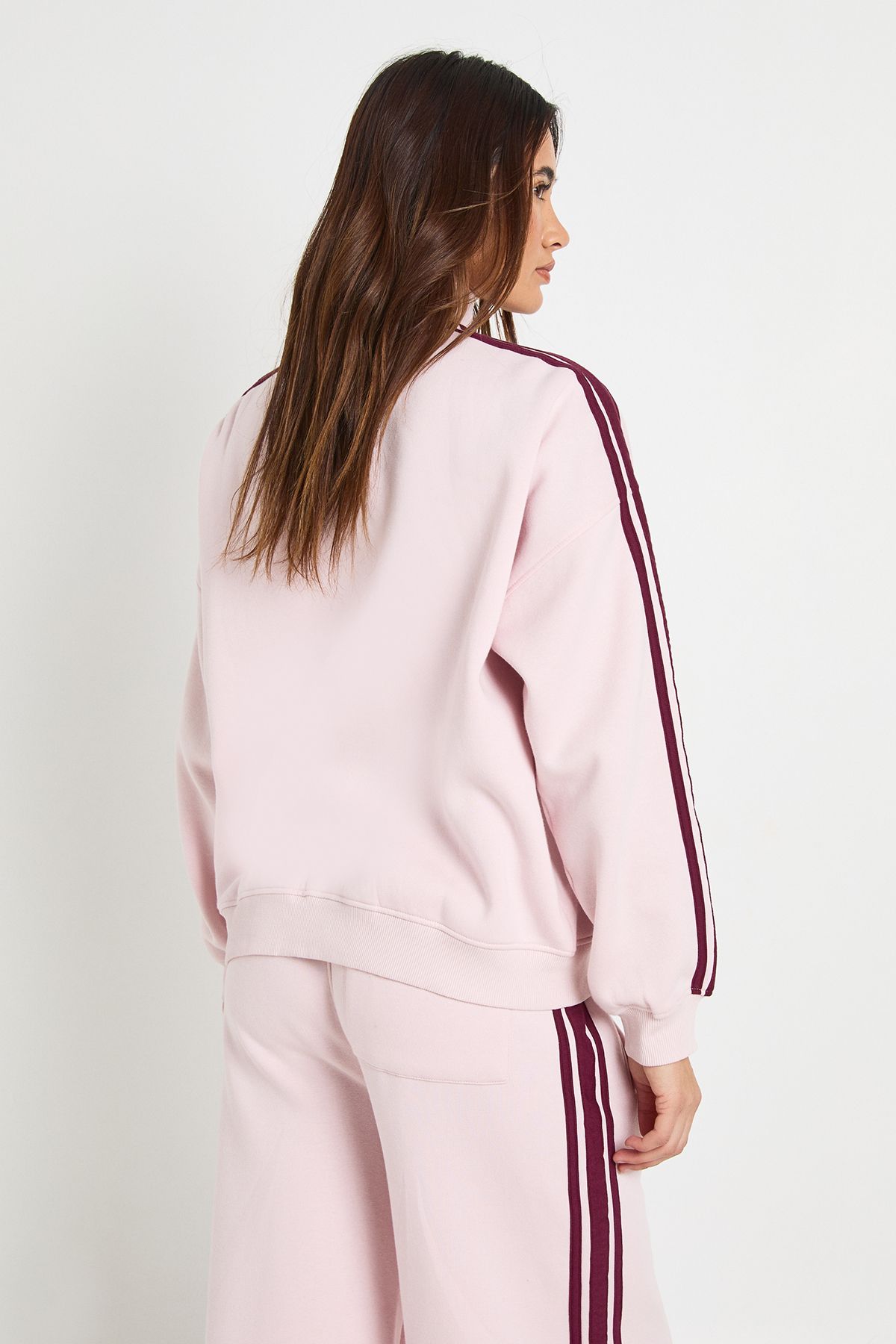 Side Stripe Funnel Neck Zip Through Sweatshirt - Image 2