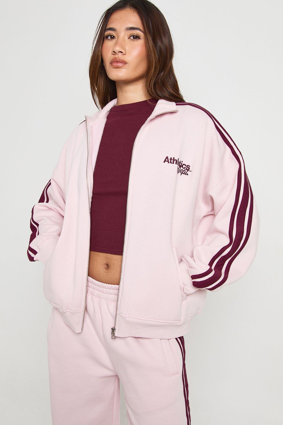 Side Stripe Funnel Neck Zip Through Sweatshirt - Image 3