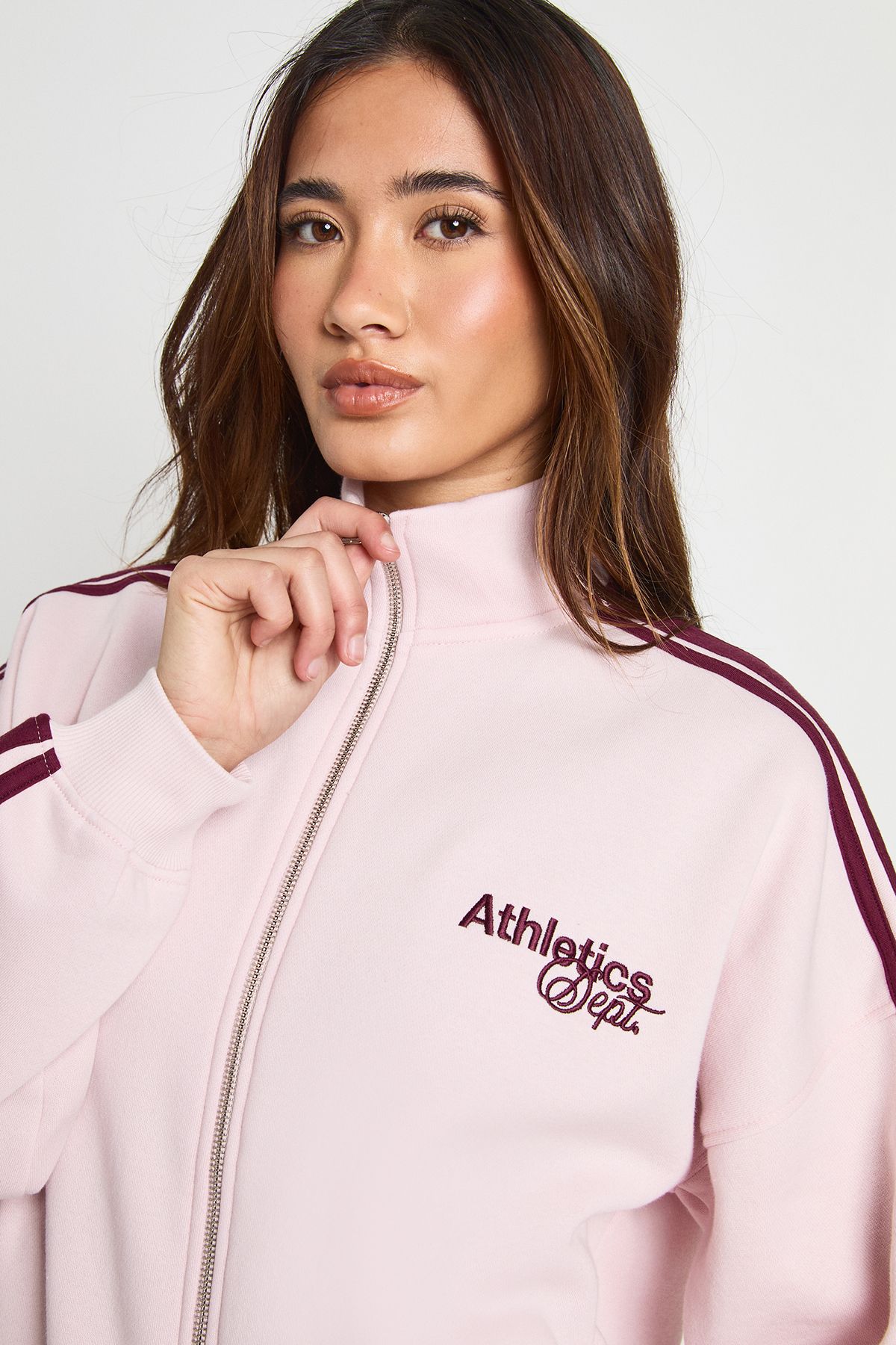 Side Stripe Funnel Neck Zip Through Sweatshirt - Image 4