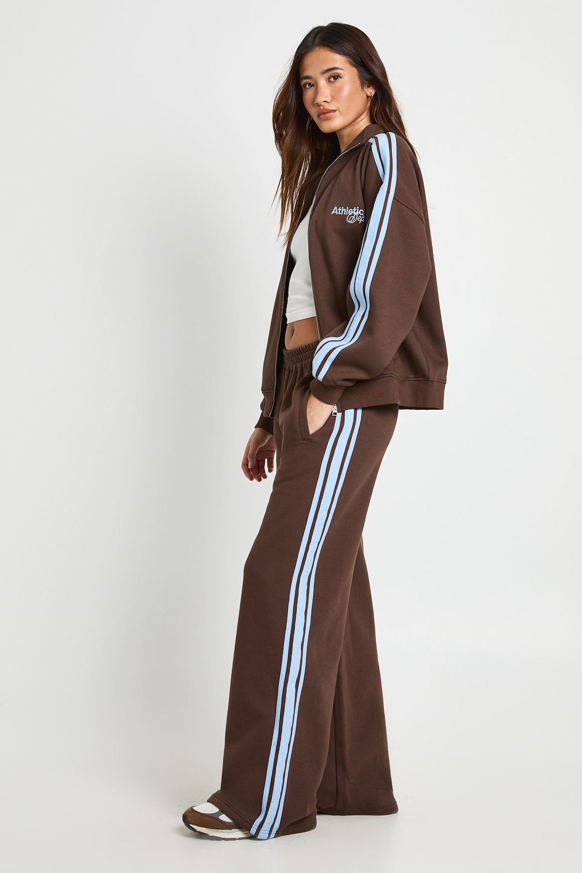 Side Stripe Funnel Neck Zip Through Sweatshirt - Image 3