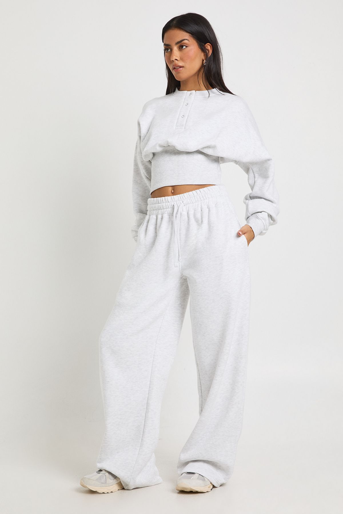 Deep Hem Henley Sweatshirt Tracksuit