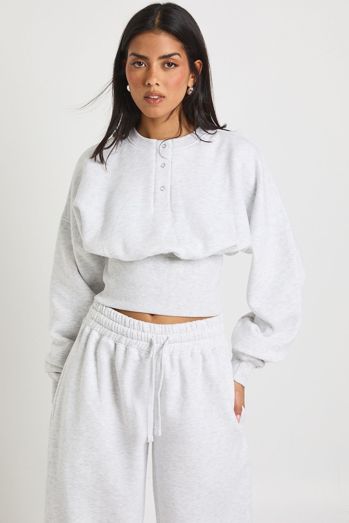 Deep Hem Henley Sweatshirt Tracksuit - Image 3