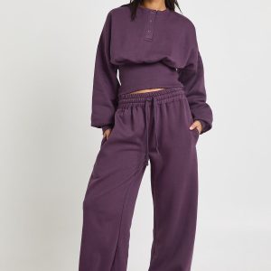 Deep Hem Henley Sweatshirt Tracksuit