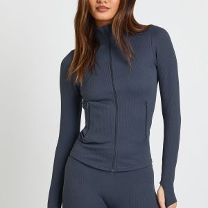 Contour Ribbed Zip Through Active Jacket