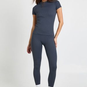 Contour Ribbed Wrap Waist Seamless Leggings