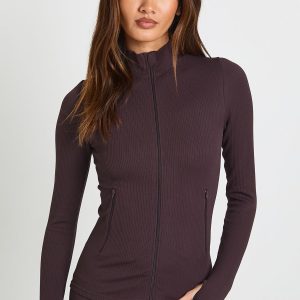 Contour Ribbed Zip Through Active Jacket