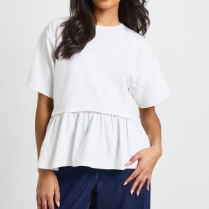 Double Layer Peplum Hem Boxy T-Shirt