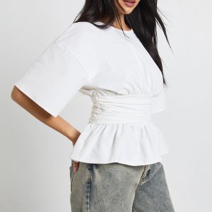 Cinched Ruched Waisted Short Sleeve Tshirt