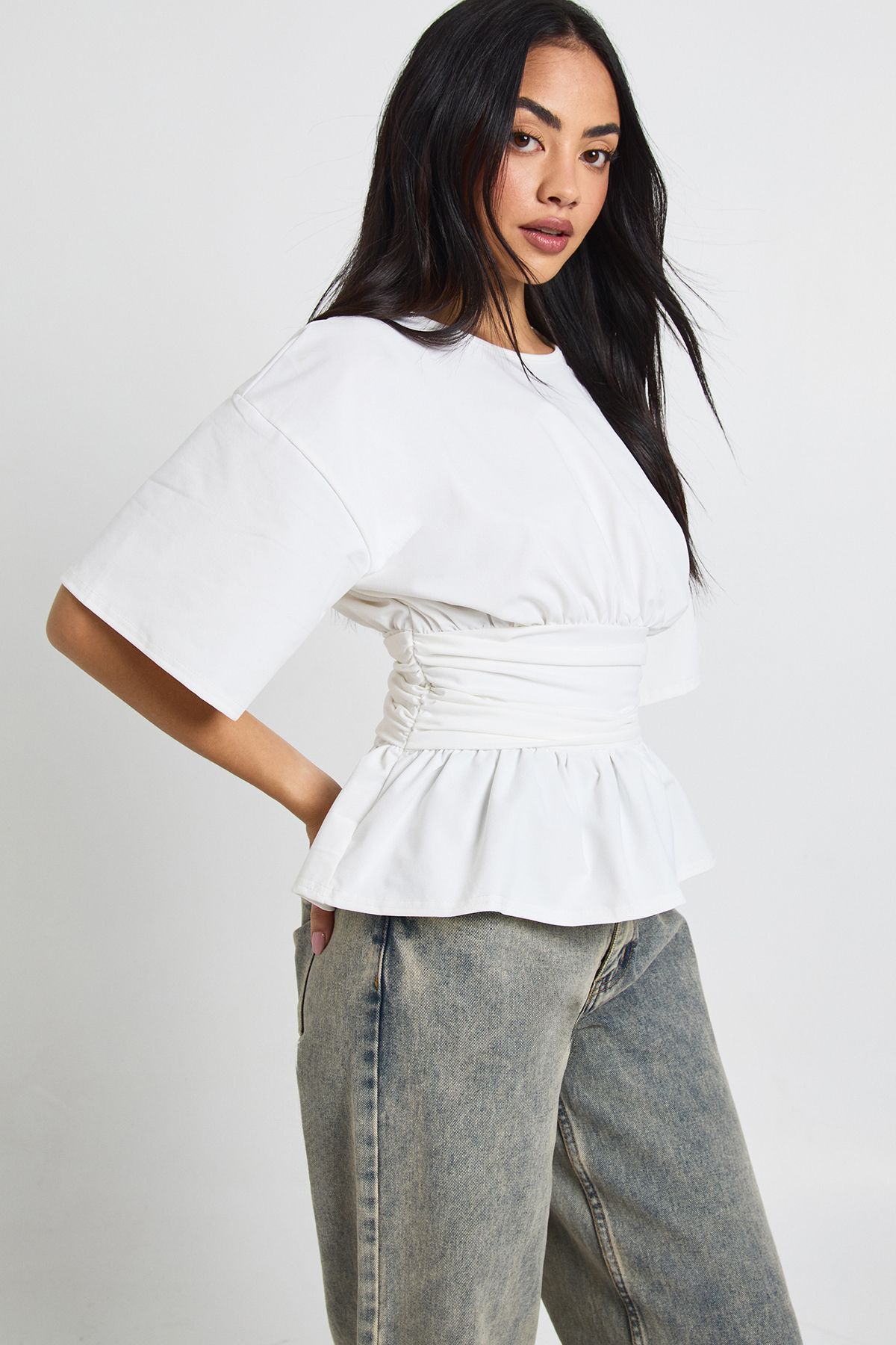 Cinched Ruched Waisted Short Sleeve Tshirt