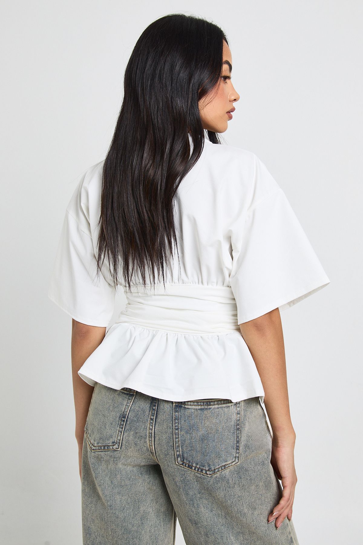 Cinched Ruched Waisted Short Sleeve Tshirt - Image 2