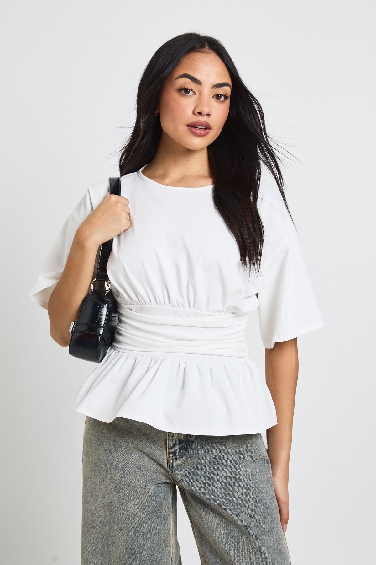 Cinched Ruched Waisted Short Sleeve Tshirt - Image 3